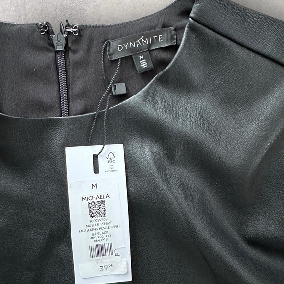NWT Women’s Dynamite Michaela Faux Leather Muscle T-Shirt | M - Picture 6 of 10